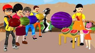 Scary Teacher 3D vs Squid Game Enlarge Rainbow Watermelon 5 Times Challenge Does Miss T To Win? #1