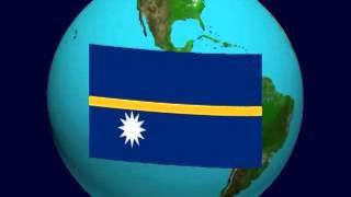 Nauru Flag on the Earth