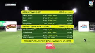 CSA T20 Challenge | Dafabet Warriors vs Momentum Multiply Titans