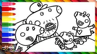 Drawing and Coloring Peppa Pig and George Pig Waking Up the Grandparents ⏰️ Drawings for Kids