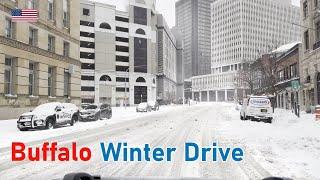 Driving in BUFFALO New York after Winter Snow Storm 4K