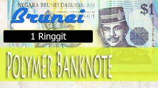 Brunei 1 Ringgit Polymer Banknote 1996 Close Up