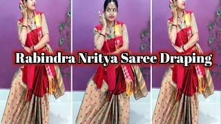 NO CUTTING NO STITCHING |Rabindra nritya saree draping |  Rabindra nritya style | cutiepie lima