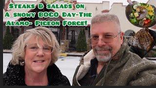 Alamo Steak House in Pigeon Forge Tennessee on a Snow Day!!️ BOGO STEAKS!!!