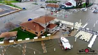 Monster Huge Storm Surge & Waves Michigan City, Indiana Lighthouse Drone Footage 4K Under Water!