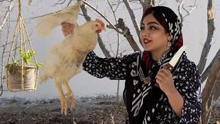 Chicken Slaughtered by an Iranian Girl | A Delicious Dish Made with My Own Hand-Slaughtered Chicken