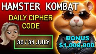 Hamster Kombat Daily Cipher Code Today Bonus 1M Coins 30 JULY / 31 JULY