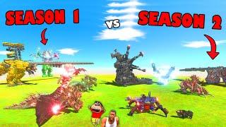 SEASON 1 VS SEASON 2 in Animal Revolt Battle Simulator with SHINCHAN and CHOP | THOR HYDRA MECHA