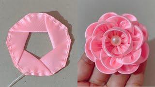 DIY: How to make an adorable fabric rose flower in just few minutes! | DIY Ribbon Flowers