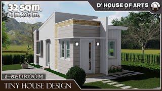 TINY HOUSE DESIGN | 32 SQM. (4m. x 8m.) | 1 Bedroom Small House Design Ideas | 1 Toilet & Bath