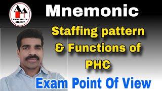 Staffing pattern and Functions of the Primary Health Centre (PHC) -  Mnemonic