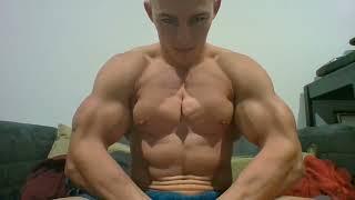 Young muscle flexing