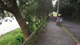 Sun Moon Lake, Taiwan: people riding sort of electric bikes