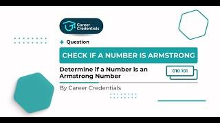 Java Tutorials: Check if a number is an Armstrong Number | Career Credentials #getplaced