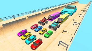 HT Gameplay Crash # 300 | Big & Small Cars Vs Giant Ramp - Monster Trucks vs Giant Pit Potholes