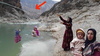 Making breakfast from wheat flour the old-fashioned way and Khadija going to the river to fish