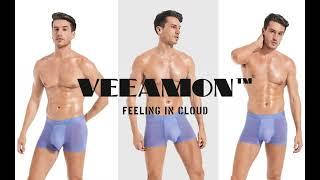 VEEAMON Men's Boxer Briefs Ice Silk Cotton Modal Seamless Panties Underwear 4-Pack With Gift Box