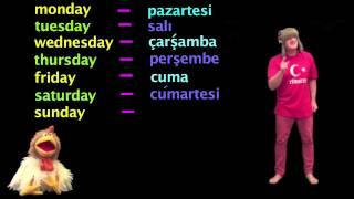 Turkish Language - Days of week - Funny Turkish Lessons to help kids remember Turkish words 2