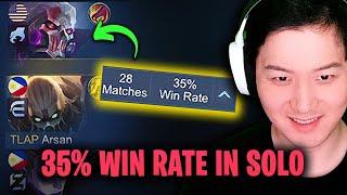 LOL The lowest win rate Roger Hard carrying in Solo Rank | Mobile Legends