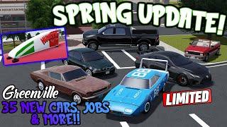 HUGE SPRING UPDATE!!! (35 NEW CARS, NEW JOBS, & MORE!!) || ROBLOX - Greenville