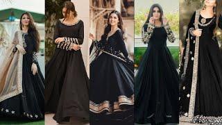 beautiful black Maxi designs for girls / black long frock designs/ chiffon black Maxi designs