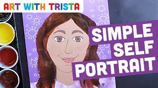 1st Grade Girl Self-Portrait Art Tutorial Inspired by Frida Kahlo - Art With Trista