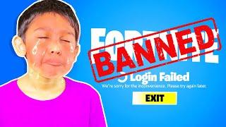 9 YEAR OLD REACTS TO FORTNITE GETTING *BANNED* FOREVER.. (EMOTIONAL)