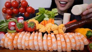 SHRIMP COCKTAILS + FRESH VEGGIES WITH RANCH (ASMR EATING SOUNDS) NO TALKING | SAS-ASMR