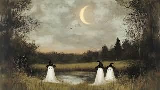 Enchanting Ghosts in Witch Hats, Vintage Halloween Screensaver for TV & Desktop, Cozy Autumn Nights