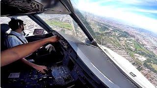 Vista única aterrizando en Bogotá en la Cabina de Pilotos - Interjet Airbus A320 NEO