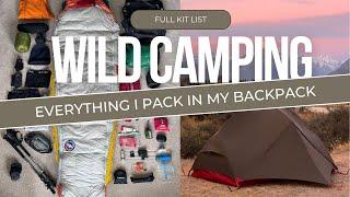 FULL KIT LIST for a WILD CAMP and THRU HIKE