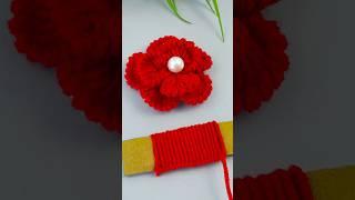 Easy Woolen Flower Making Ideas with Pencil - DIY Wool Flower#art#embroidery#flower#shorts #tutorial