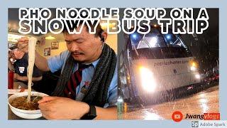 Pho Noodle soup on a snowy bus trip