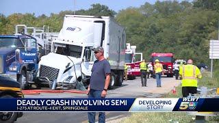 Police: Man dies after crash involving semitruck on I-275 in Springdale