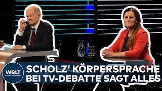 BUNDESTAGSWAHL 2021: TV-DEBATTE - Die Körpersprache von Olaf Scholz spricht Bände I WELT News