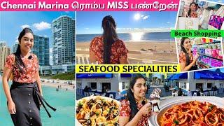 ️ Life-ல First Time Atlantic Ocean தொட்டேன் | Beachside Shopping & Best Seafood | USA Tamil VLOG