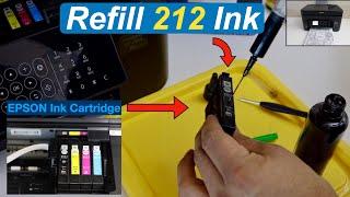 Epson 212 Ink Refill BK, Y, M, C Ink Cartridges, Installation & Printhead Cleaning, printing Test !