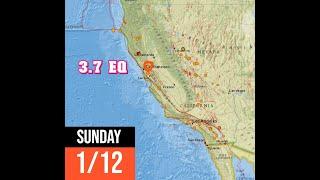 3.7 Earthquake Concord California. Many California Faults overdue for large EQ. Sunday 1/12/2025