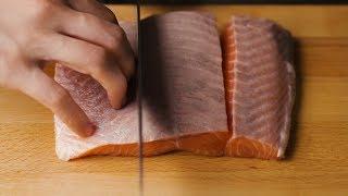 집에서 연어 회뜨기!! 일식집 분위기 재현│Salmon Sashimi Cutting