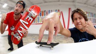 PRO FINGERBOARDER Vs REAL SKATEBOARDING. (Ft David Jones)