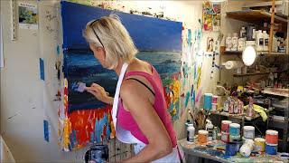 How to create a simple abstract ocean painting | Betty Franks | process video