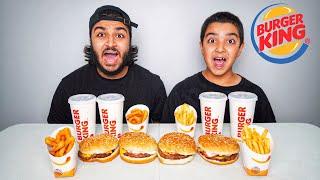 Burger King Whopper With Cheese, Onion Rings, French Fries MUKBANG With My Little Brother