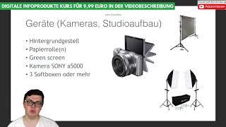 Online Kurse aufnehmen - Kameras, Licht, Greenscreen & Papierrollen