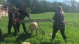 CJ and Jess try to cut a log together