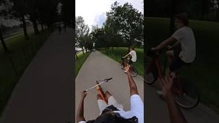 Teaching stranger how to wheelie. #bikelife #wheelie #sebikes #shorts