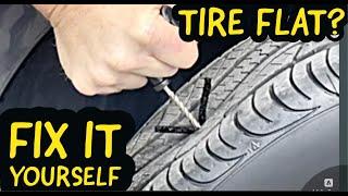 How to Fix a Flat Tire $5 Will it work? Tire patch Kit - How to Plug a Flat tire on a car Huge Screw