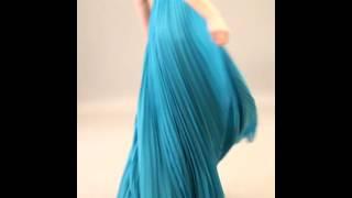 Elegant Sleeveless V-neck Pleats Long Chiffon Dress With Belt(Style ZP_101393)