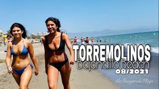 TORREMOLINOS SPAIN BEACH WALK IN AUGUST 2021- BAJONDILLO BEACH - Best Beaches in Costa Del Sol 4K