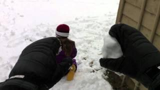 Real-life First person snowball thrower