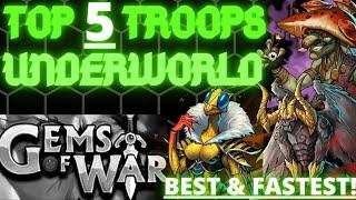 TOP 5 UNDERWORLD TROOPS | Gems of War best troop | the first 5 delve troops to get with chaos shards